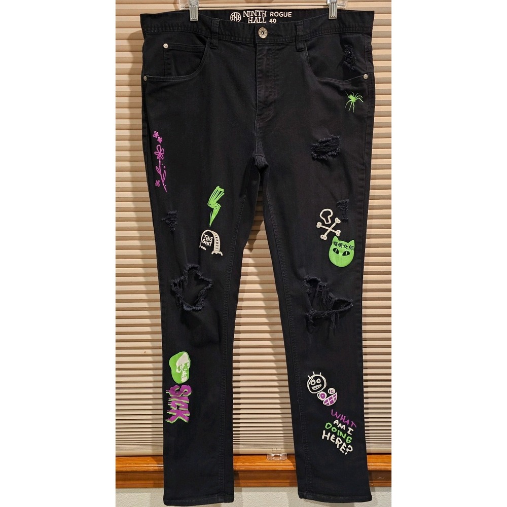 Ninth Hall Rogue Zumiez Mens 40 Skinny Leg Skate Distressed Stretch Punk